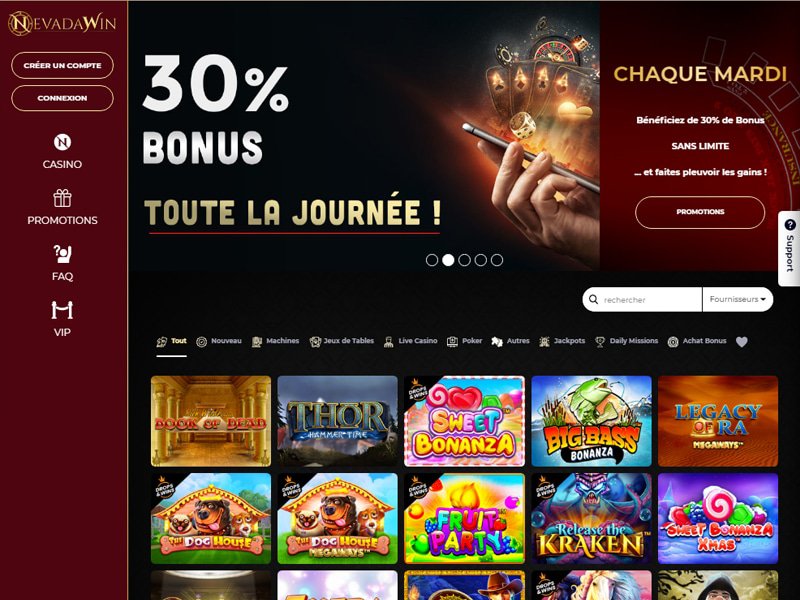 Nevada Win Casino - apercu de site